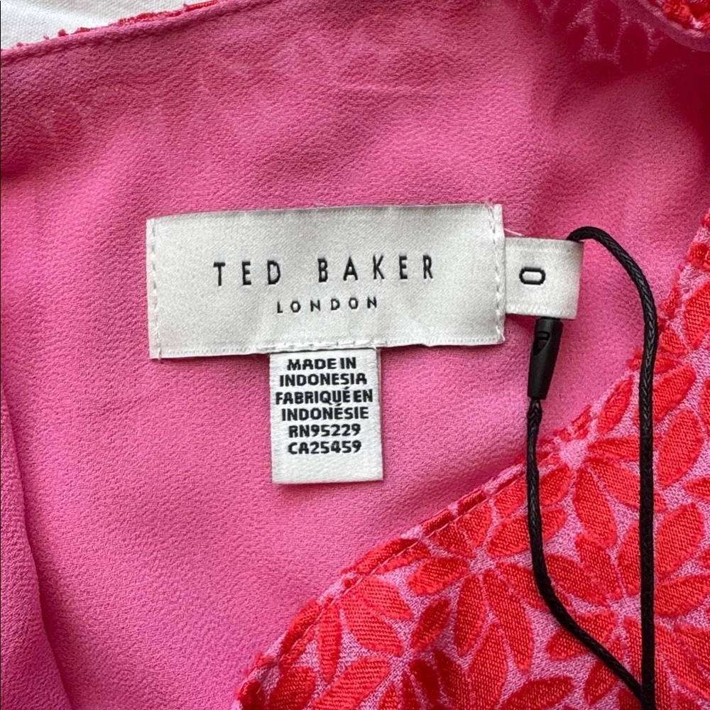 Ted Baker London Devonaa Puff Sleeve Ruffle Top Fuchsia Size XS NWT - Picture 10 of 14